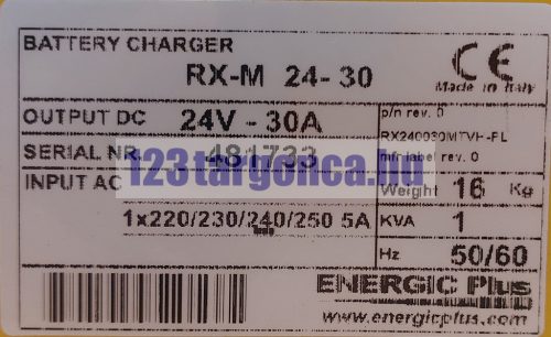 Targonca akkumulátor töltő 24 V / 30 A – ólomsavas akkuhoz, 230 V, RX