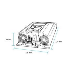 Nagyfrekvenciás töltő méretrajza ventilátorokkal és csatlakozókkal – targonca akkumulátor töltő 80 V 30 A