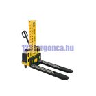 Önfelrakó, önbeemelő félelektromos targonca. 500 kg 800-1300 mm emelésre képes