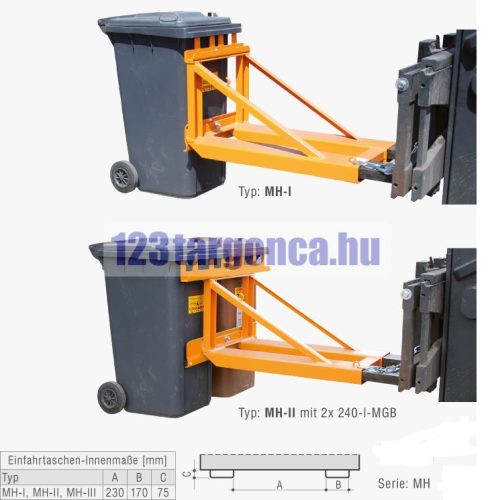 2 kukás kukaemelő adapter – 3. nézet