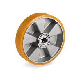    Uretán - aluminium raklapemelő béka kerék átmérő: 180mm, választható tengely átmérő: 17, 20, 25 mm, alumínium felni és poliuretán futófelület 