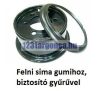 Egy darabból álló targoncafelni sima gumihoz, mellette a biztosító gyűrű