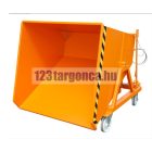 Targonca villára húzható fémreszelék tartály, 1 tonna teherbírással