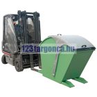 Targonca villára húzható ívelt hulladékgyűjtő konténer fedéllel, 1 és 1,5 tonna teherbírással
