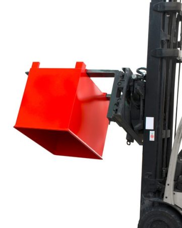 Targoncavilla forgatóra csatlakoztatható borítható fémreszelék konténer 500-1000 kg teherbírással