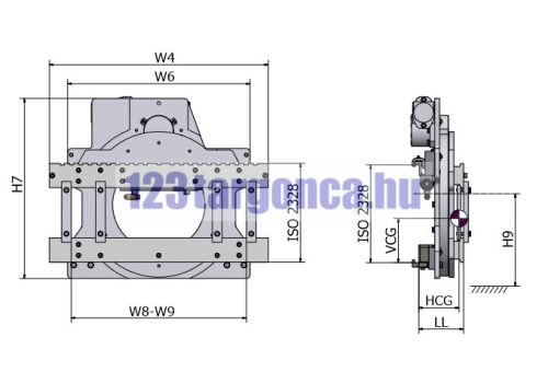 Villaforgató adapter oldalmozgatóval – 2. nézet